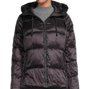 Sam Edelman mock neck Black hooded Puffer Jacket size M